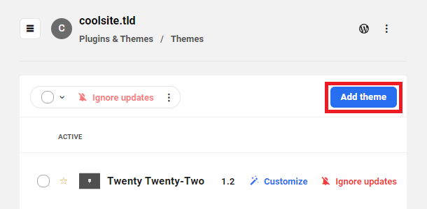 Allows the user to install new themes on a site.