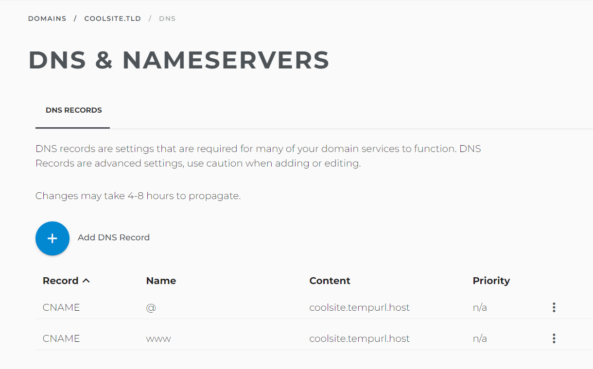 Using CNAME records at iPage