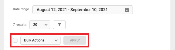 Logs bulk action