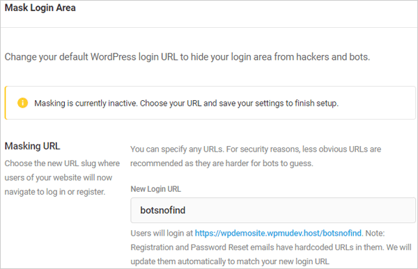 Mask Login Area - Masking Inactive.