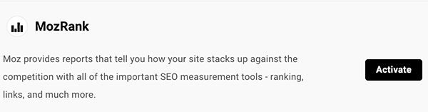 Where you activate MozRank.