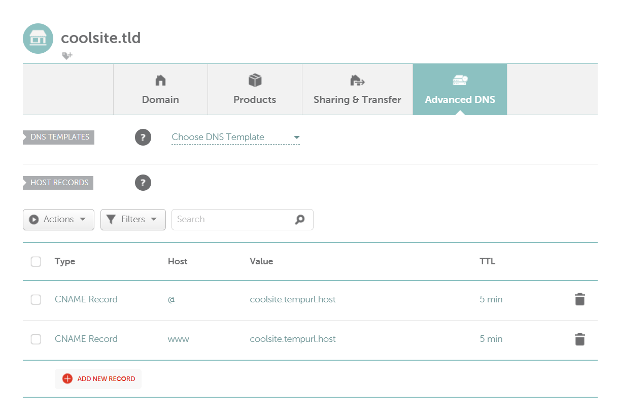 Using CNAME records at Namecheap