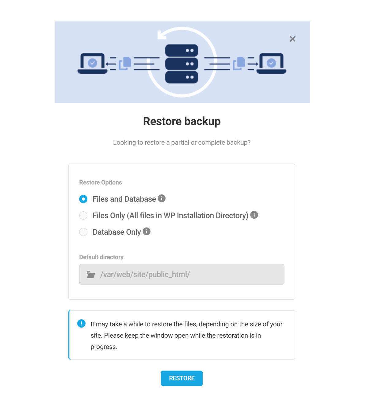 restore backup modal