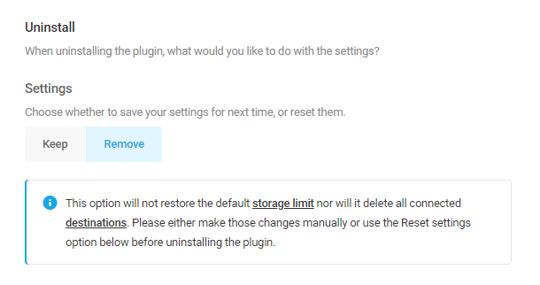 Uninstall options in Snapshot 4.0