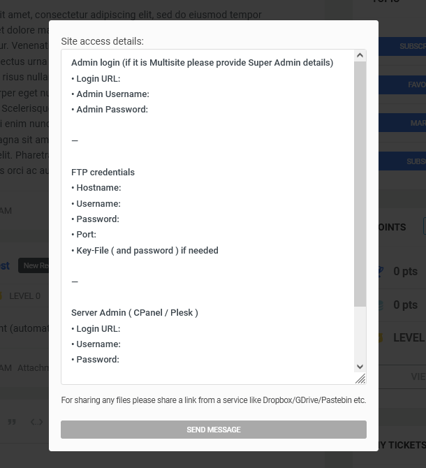 Direct contact form in the support forums