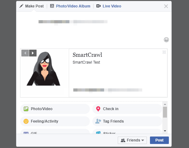 Homepage Facebook preview in SmartCrawl
