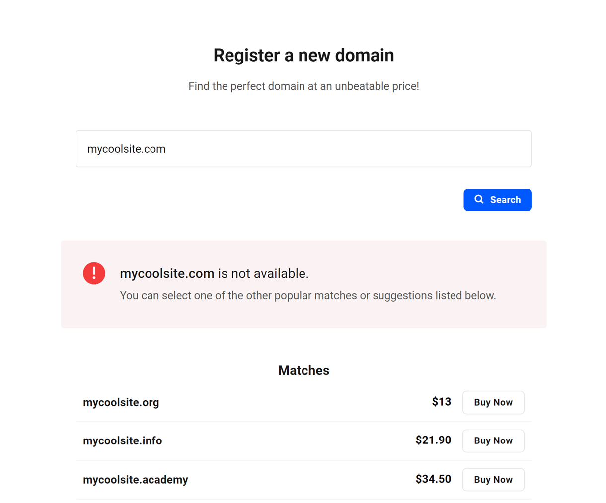 Domain with TLD is not available to register