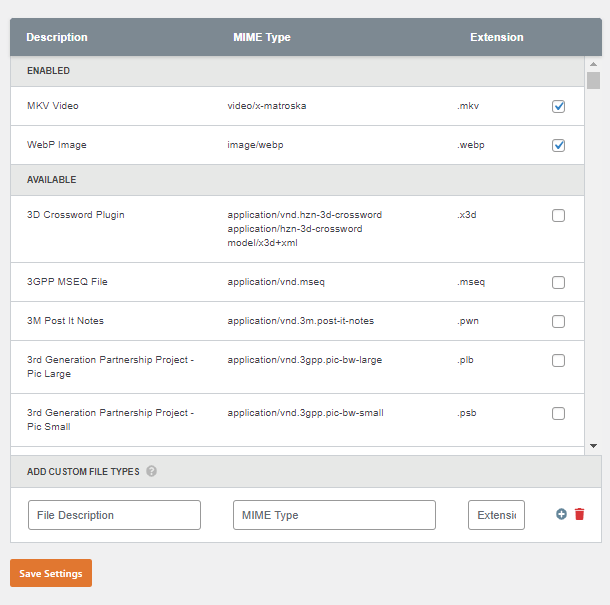 Add mime types on WPMU DEV hosted site
