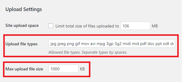 Upload Setting Multisite
